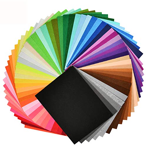 DIY Polyester Stiff Felt Fabric Squares Sheets Assorted Colors 12x12 inch  for Crafts, 2mm Thick 40Pcs