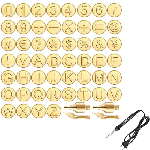  43 Pieces Wood Burning Tip Set Including Letter Number Symbol  Wood Burning Tip Wood Burning Alphabet Tips Alphabet Number Template for  DIY Embossing and Carving Crafts Wood Burning