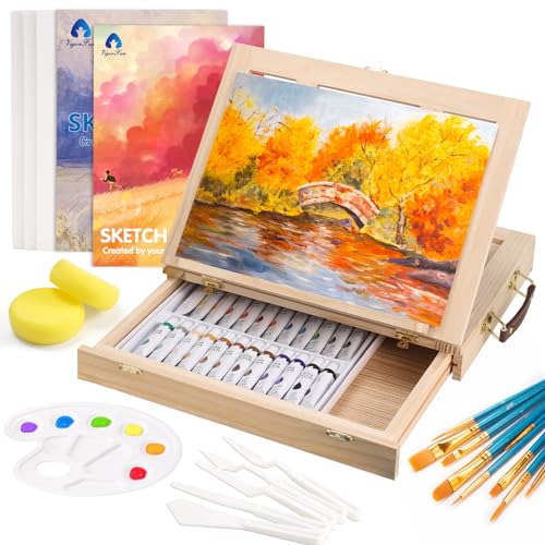 VKPI Canvas Painting Set with Mini Easel for Kids, Watercolor Art Supplies  Kit with 3 Pre Drawn Canvases, 3 Plastic Easels, Paint Pots and Brushes