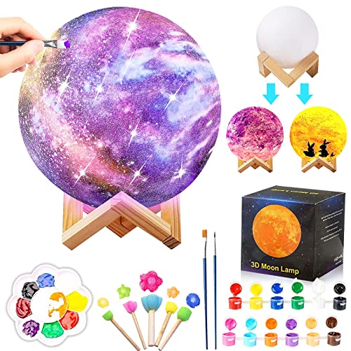  Paint Your Own Moon Lamp Kit, 16 Colors Rechargeable DIY 3D  Moon Night Light Arts and Crafts Kit, Art Supplies Birthday Gifts for Kids  Girls Boys Teens Ages 5 6 7