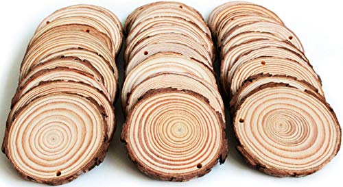 Kurtzy Unfinished Natural Wood Slices (10 Pack) - 10-11cm Diameter & 10mm  Thick - Rustic Wooden Log Discs with Bark & Smooth Finish - For Arts 