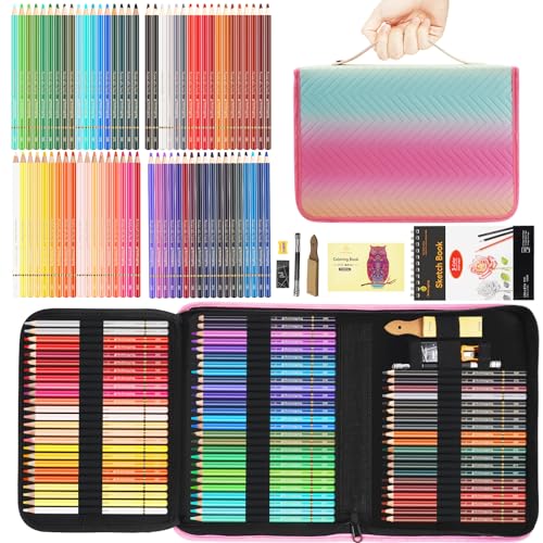 Hapikalor Art Supplies for Adults,156-Pack Art Kit Drawing Set with 2  Sketch Book, Crayons, Colored Pencils, Arts and Crafts, Christmas Gifts Art