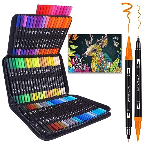 GPLMQ Black Drawing Pens, 12 Pack Felt Tip Markers for Adults and Kids,  Dual Brush Fineliners Pens for Art Drawing Sketching Calligraphy