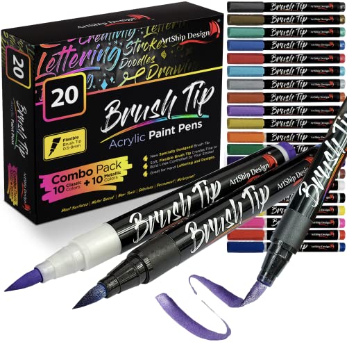 24 Glitter Paint Pens, Double Pack of Both Extra Fine and Medium Tip Paint