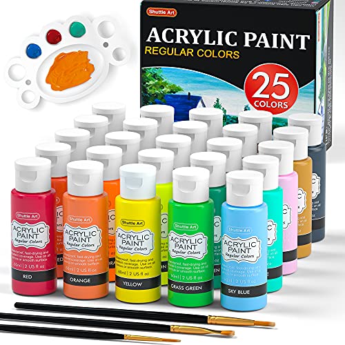 80 Colors Acrylic Paint, Shuttle Art Acrylic Paint Set with 12 Paint Brushes, 2oz/60ml Bottles, Rich Pigmented, Water Proof, Premium Paints for