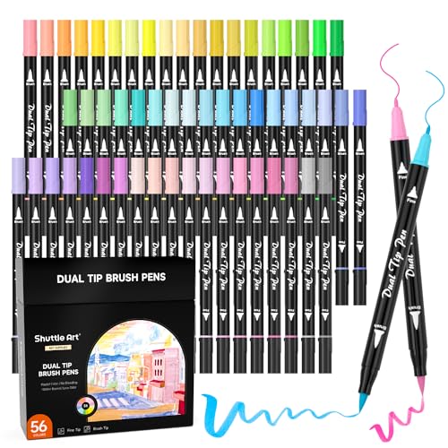 Dual Tip Brush & Fine Tip Art Marker - Set of 50 Pastel Colors — Shuttle Art