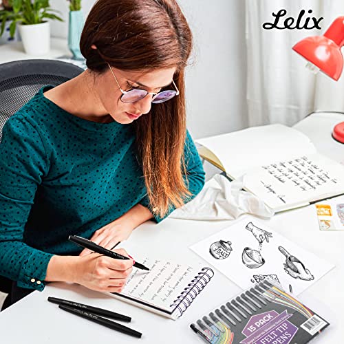 Lelix Felt Tip Pens, 15 Colors, 0.7mm Medium Point Felt Pens, Felt Tip  Markers Pens for Journaling, Writing, Note Taking, Planner, Perfect for Art