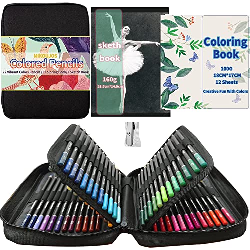 VIKAVAS 50 Colored Pencils Set with Roll Up Canvas Case for Adult Coloring, Drawing, Sketching