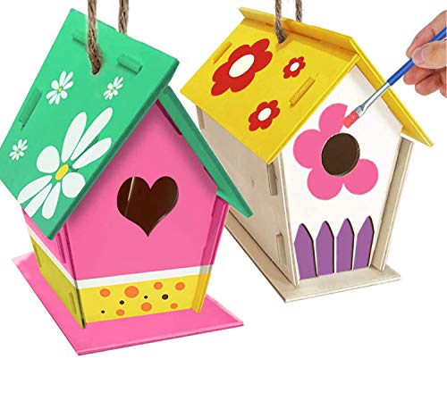 ILHSTY 18 Pack Large Paintable DIY Wooden Bird Houses Kits for Kids, Kids  Crafts Wood Houses for Crafts Class Parties Birthday, DIY Crafts and Art