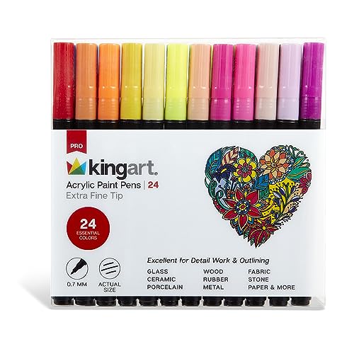 KINGART 453-6C PRO Neon 6 Ct. Extra Fine Paint Pens, 0.7mm Tip, 6  Fluorescent Acrylic Paint Markers, Low-Odor Water-Based Quick Dry Paint  Markers for