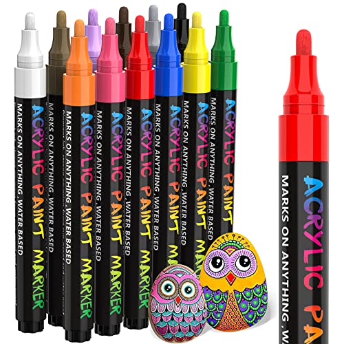 Bajotien 68 Colors Acrylic Paint Pens - Paint Markers for Rock Painting,  Wood, Canvas, Stone, Ceramic, Glass, 0.7mm Extra Fine Tip Water Based  Acrylic
