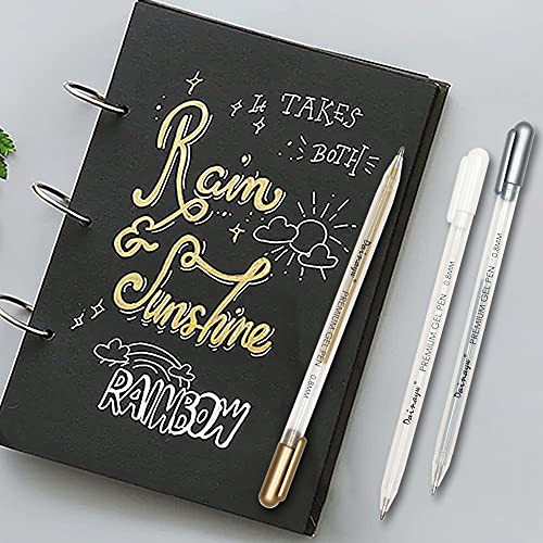 Qionew White Gel Pen Set, 3 Pack, 1mm Extra Fine Point Pens Gel Ink Pens Opaque White Archival Ink Pens for Black Paper Drawing, Sketching, Illustrati