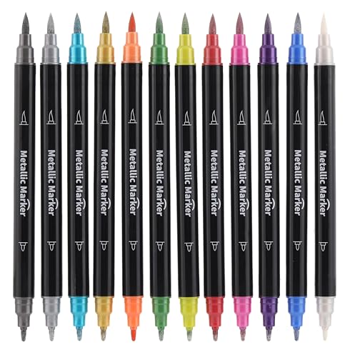  LOONENG Silver Metallic Markers, Fine Point Silver