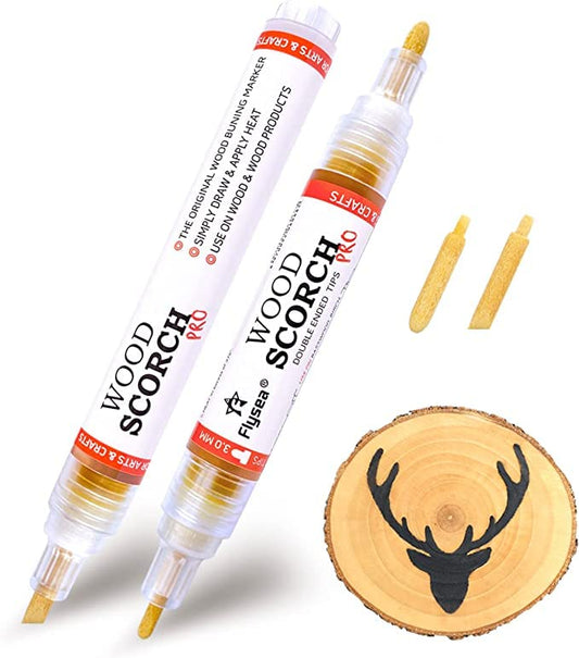 Scorch Marker Woodburning Pen Tool with Foam Tip and Brush, Non-Toxic Marker for Burning Wood, Chemical Wood Burner Set, Do-It-Yourself Kit for Arts