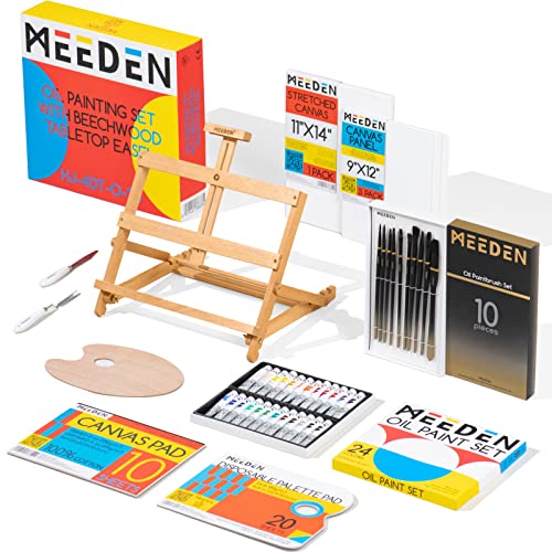 MEEDEN Oil Painting Set, 7X100ml/3.389Oz Oil Paints Set, Non-Toxic Oil Based Paints for Canvas Painting, Oil Paintbrushes, Canvas Pad & Oil Painting