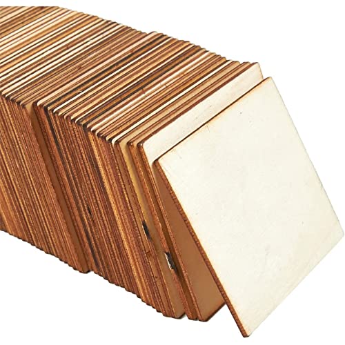 ZEAYEA 50 Pcs Unfinished Wood Squares Pieces, 4 x 4 Inch Thick Wood  Coasters, Wooden Tiles for Coasters, Blank Wood Slices for Crafts,  Painting