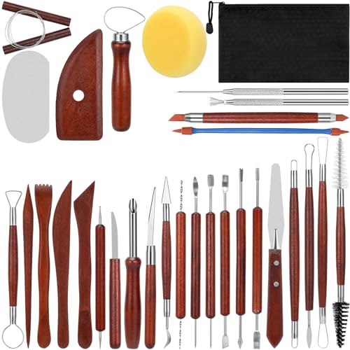 Blisstime Pottery Tools 42PCS Ceramic Tools, Pottery Tool Kit with Portable  Case, Polymer Clay Tools Sculpting, Ceramics Tool Kit Clay Tool Set