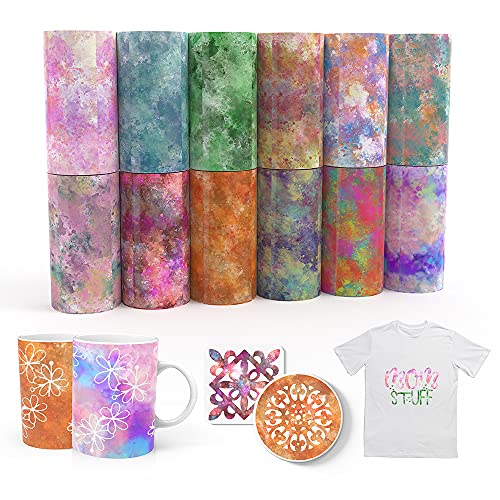 Infusible Transfer Ink Sheets-Glitter-Sublimation Paper for Mug T-Shirts  Cup Coasters,12pcs/Set, 4.5X12Gold Green Blue Purple Dark