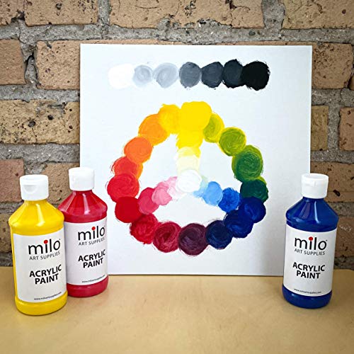 milo Acrylic Paint Set of 12 Colors, 8 oz Bottles, Student Primary C