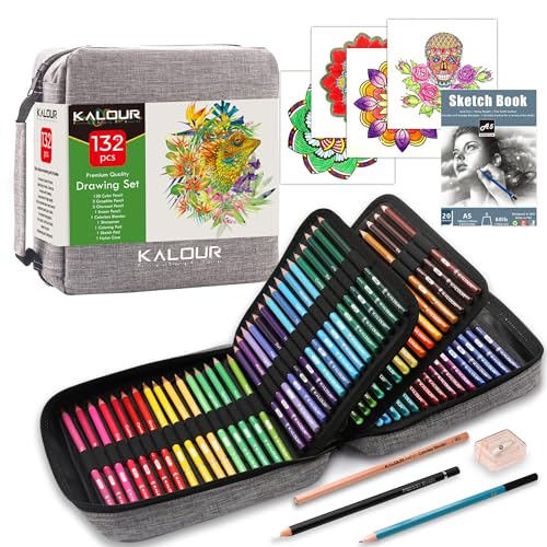 KALOUR Premium Colored Pencils,Set of 120 Colors,Artists Soft Core with Vibrant Color,Ideal for Drawing Sketching Shading,Coloring Pencils for