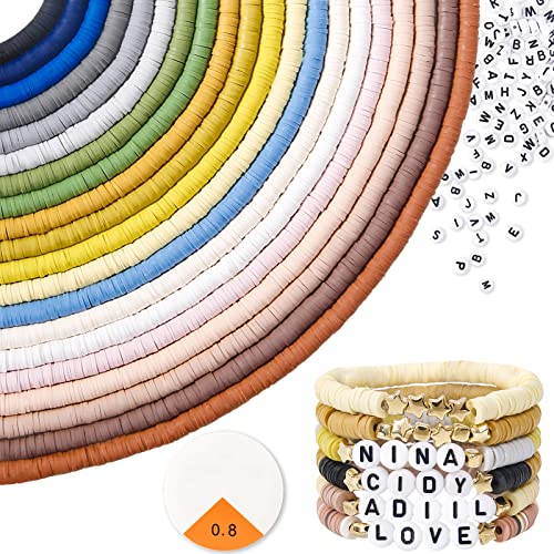 ADIIL 7200 Pcs Clay Beads Bracelet Making Kit, 24 Neutral Colors 6mm P –  WoodArtSupply