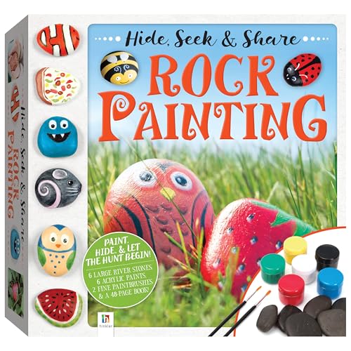 Hinkler The Complete Neon Rock Art Kit - DIY Rock Painting for Kids - Rocks, Brushes, Paint, Stencils Included - 19 Easy-to-Follow Projects - Arts