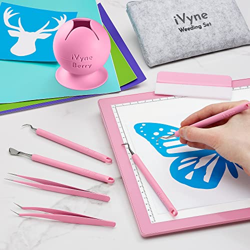 Premium Vinyl Weeding Tool Kit - Precision Stainless Steel Weeder - Hook  and Pick with Fine Tweezers Crafting Set for Cricut Vinyl - by iVyne (Rose  Gold) 