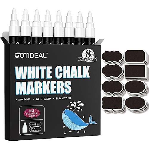  GOTIDEAL 12 Colors Jumbo Window Markers, Bold Car Markers,  Chalkboard Markers for Kids Restaurant, Blackboard, Glass, Bistro, Car  Paint Wet Erasable, 3 in 1 Nib, 2 Metallic Colors Inlcuded 15mm 