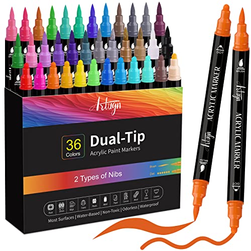 HQMaster Dual Tip Pens 36 Pack for Maker 3/Maker/Explore 3/Air 2/Air, 0.4mm  & 1mm Color Pens Fine Point Pen Writing Drawing Accessories for Cutting