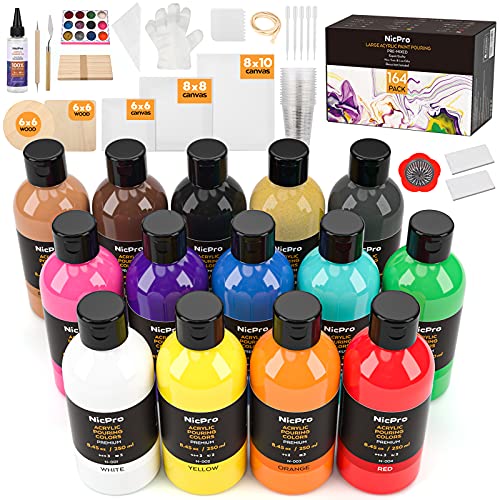 Nicpro 13 Fluorescent Colors Neon Pouring Paint with Silicone Oil Cell  Creation, 2oz Bottles Ready to Pour Acrylic Paint Supplies for Pouring on  Canvas, Glass, Paper, Wood, Tile, and Stones