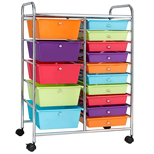 Giantex 15 Drawer Rolling Storage Cart Tools Scrapbook Paper Office Sc –  WoodArtSupply