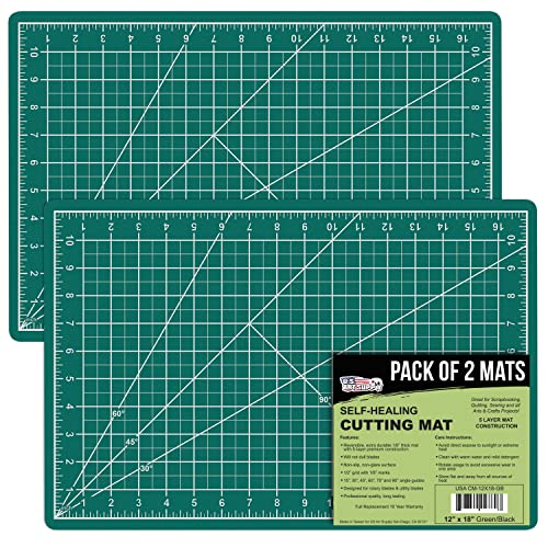 U.S. Art Supply 18 inch x 24 inch Pink/Blue Professional Self Healing 5-Ply Double Sided Durable Non-Slip PVC Cutting Mat - Pack of 2, Size: 18 x 24