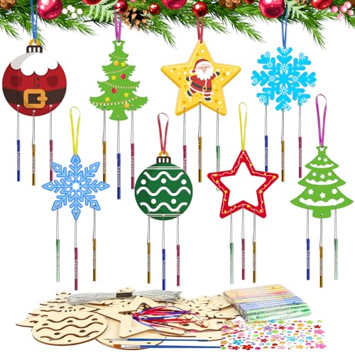 Fennoral 9 Pack Wind Chime Kit for Kids Make Your Own Owl Wind Chime for Girls Boys DIY Coloring Valentine's Day Craft for Art Project Valentine's Day