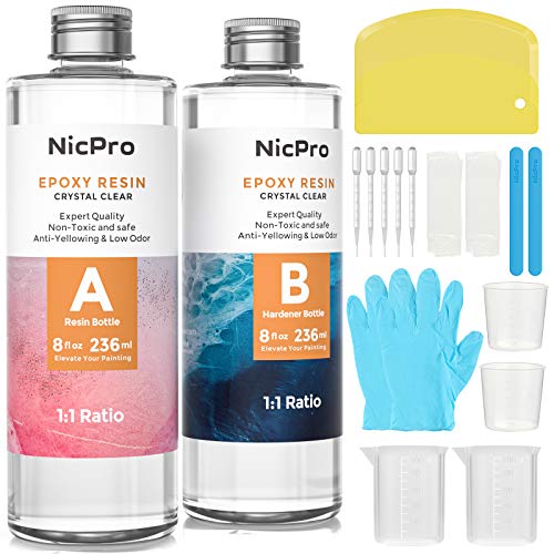  Nicpro 64OZ Crystal Clear Epoxy Resin Kit, High Gloss