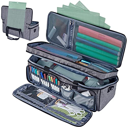 HOMEST Carrying Case for Cricut Explore Air 2/Cricut Maker/Maker 3, Carrier  with Multi pockets for 12x12 Mats, Vinyl Rolls, Pens