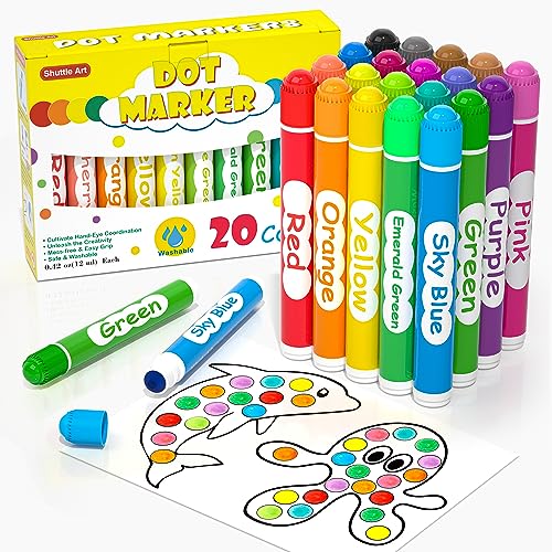 Jar Melo 12 Colors Washable Dot Markers Kit for 3-8+ Age Kids, Non Toxic  Dot Paint Markers with 108 Free Pdf Activity Book & Physical Sheets 2.1  fl.oz 