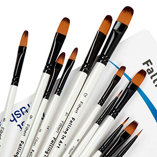 Falling in Art Natural Bristle Professional Paintbrush Set, 15PCS Long  Handled Paint Brushes for Acrylic Painting, Oil Paint Brushes of Fan,  Round