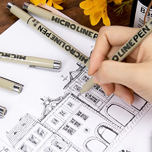 PANDAFLY Black Fineliner Ink Pens - Precision Multiliner Micro Fine Point  Drawing Pens for Sketching, Anime, Manga, Artist Illustration, Bullet