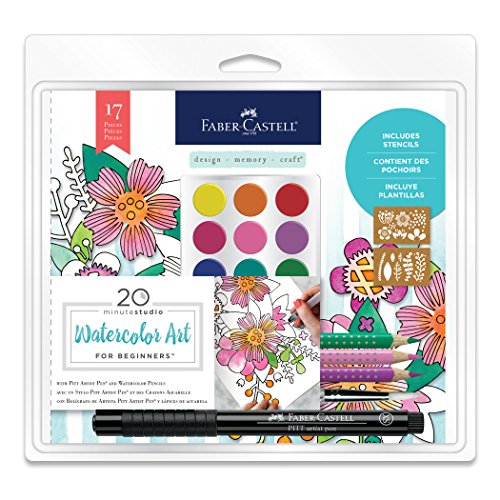 Faber-Castell Watercolor Paint by Number Farmhouse Floral - DIY Number  Painting on Canvas Kit for Adults