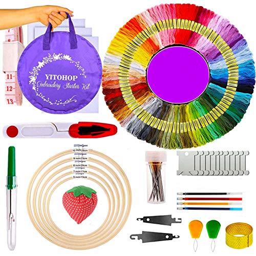 QCZKB 188 Embroidery Floss Set Including Cross Stitch Threads Friendship Bracelet String with 2-Tier Transparent Box, Floss Bobbins and Cross Stitch