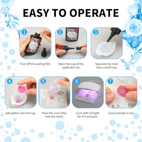 UV Resin Kit with Light-100g UV Resin with UV Flashlight,Crystal Clear  Resin Glue for DIY Jewellery Making,UV Resin Kit for DIY Beginners  Introductory