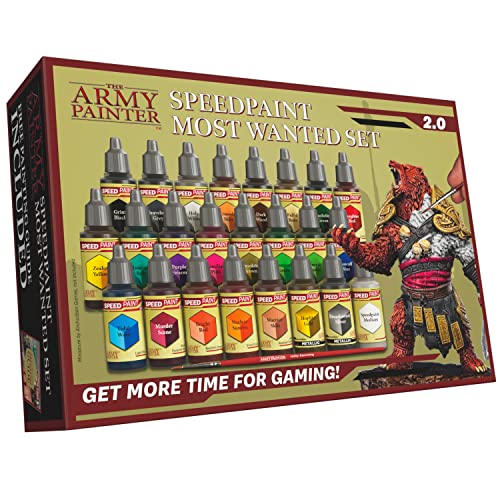 The Army Painter Speed Paint Wargarmers Mega Set 2.0, 60 Acrylic Paint Bottles 18ml Including Medium, Metallics & Model Paint Brush for Plastic