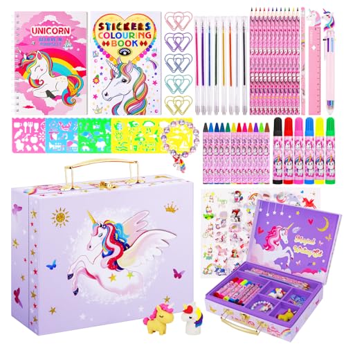 53pcs Fruit Scented Markers Set - Art Coloring Drawing Kits for Kids with Unicorn Pencil Case, Art Supplies for Kids Ages 4 6 8,Stationary Set Pencil