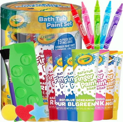 Crayola Bath Set Shower Toys Bundle - 9 Pc Crayola Kids Bathroom Set with  Crayola Bath Paint, Bath Toys, and Stickers