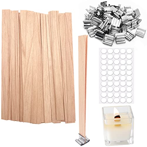 120 Pcs Candle Wicks, Catephe Wood Wicks for Candles Making, Wooden Candle  Making Wicks with Stand, Smokeless Wood Wicks with Metal Clips for Candle