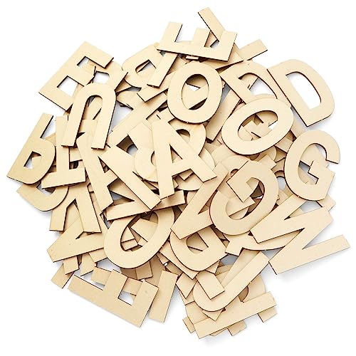 36 Pieces Unfinished Wooden Alphabet Letters for Crafts, 2 Extra Sets of Vowels AEIOU (6 Inches)