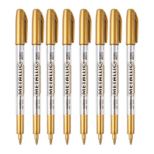 LOONENG Gold Metallic Markers, Fine Point Gold Metallic Marker Pens for for  Adult Coloring, Black Paper, Scrapbook, Artist Illustration, Crafts, Gift