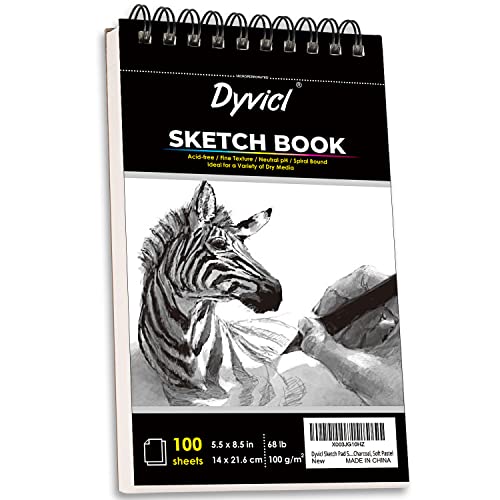 Dyvicl Sketch Pad 9x12 Sketch Book Set, 100 Sheets (68 lb/100gsm), Spiral  Bound Acid Free Drawing Paper for Graphite Pencil, Colored Pencil