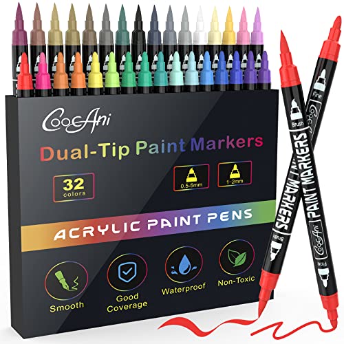 Grabie Acrylic Paint Pens, Acrylic Paint Markers, 28 Colors, 0.7