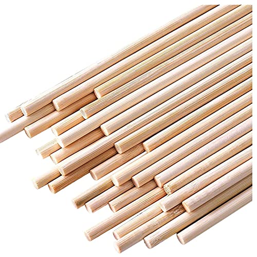 HOPELF 25pcs Dowel Rods Wood Sticks Wooden Dowel Rods - 1/4 x 6 inch Unfinished Bamboo Sticks - for Crafts,Hardwood Dowel Rod Assortment,Wooden Rod